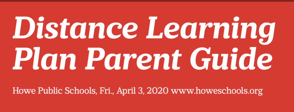 Distance Learning Starts Monday, April 6, 2020