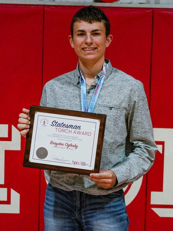 Brayden Oglesby Receives BPA Statesman Torch Award